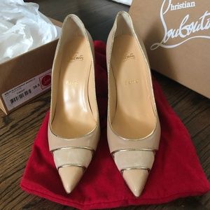 Christian Louboutin Nude/Platine Biblio 85 Leather